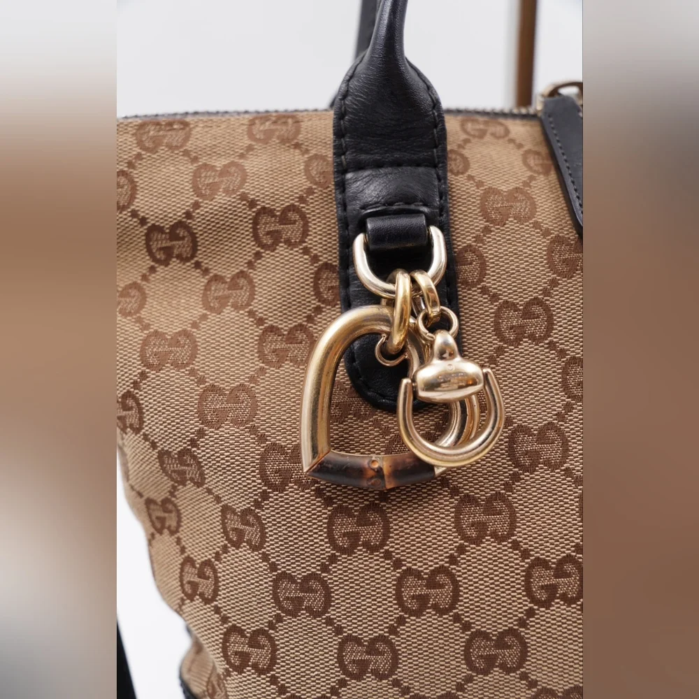 T26💖Gucci Monogram Canvas Heartbit Tote_2